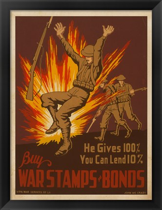 Framed War Stamps &amp; Bonds Print