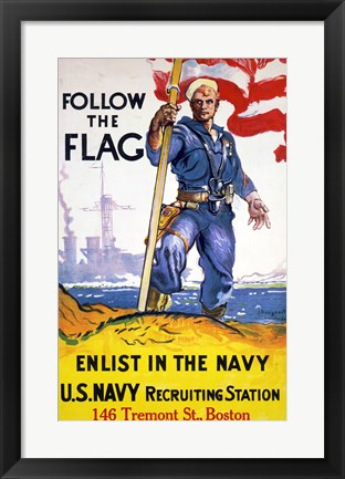 Framed Follow the Flag Print