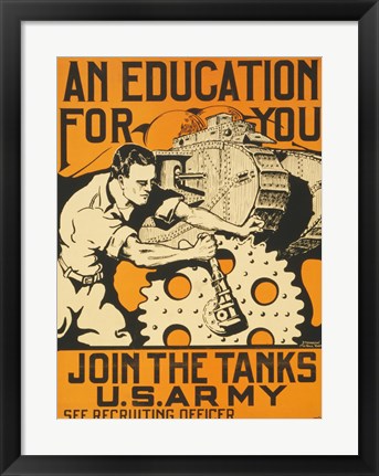 Framed Join the Tanks US Army Print