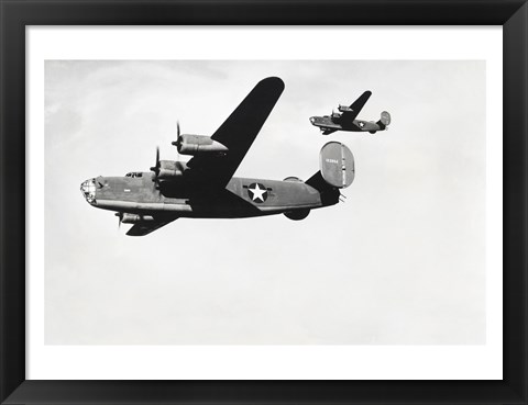 Framed Low angle view of two bomber planes in flight, B-24 Liberator Print