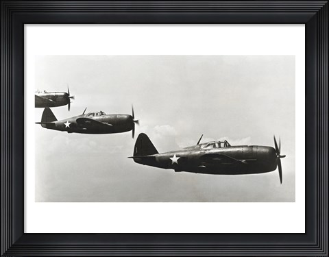 Framed Three fighter planes, P-47 Thunderbolt Print
