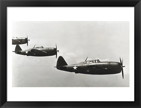 Framed Three fighter planes, P-47 Thunderbolt Print