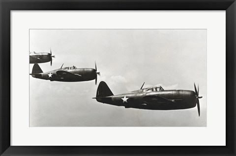 Framed Three fighter planes, P-47 Thunderbolt Print