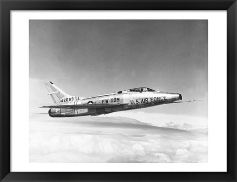 Framed Side profile of a fighter plane in flight, F-100C Super Sabre Print