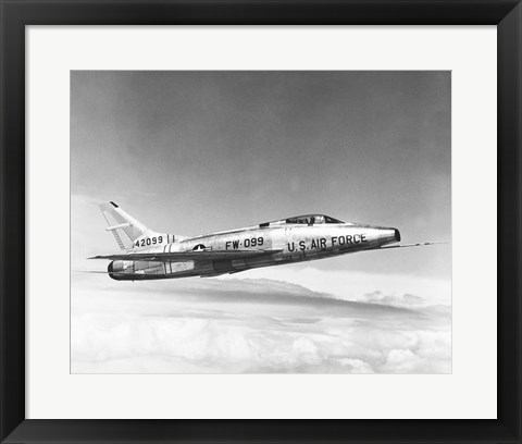 Framed Side profile of a fighter plane in flight, F-100C Super Sabre Print