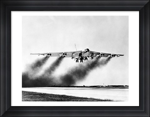 Framed Low angle view of a fighter plane taking off, B-52 Stratofortress Print
