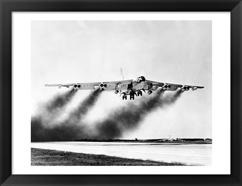 Framed Low angle view of a fighter plane taking off, B-52 Stratofortress Print