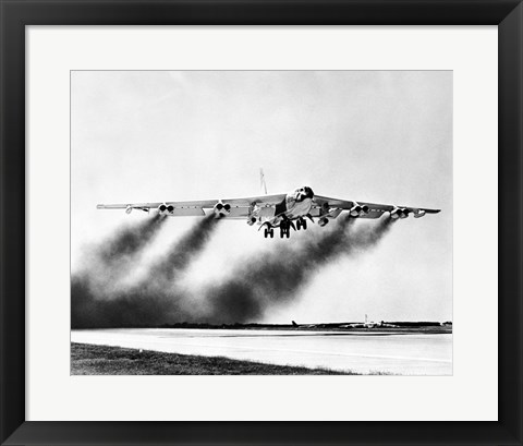 Framed Low angle view of a fighter plane taking off, B-52 Stratofortress Print