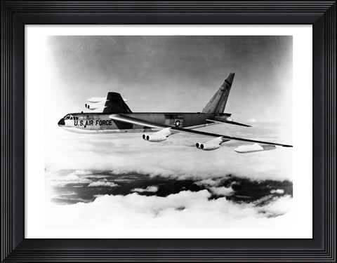 Framed Side profile of a bomber plane in flight, B-52 Stratofortress, US Air Force Print