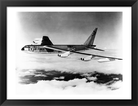 Framed Side profile of a bomber plane in flight, B-52 Stratofortress, US Air Force Print