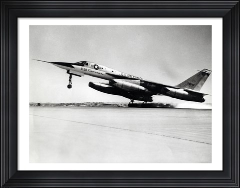 Framed Side profile of a bomber plane taking off, B-58 Hustler Print