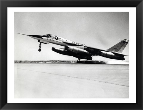 Framed Side profile of a bomber plane taking off, B-58 Hustler Print