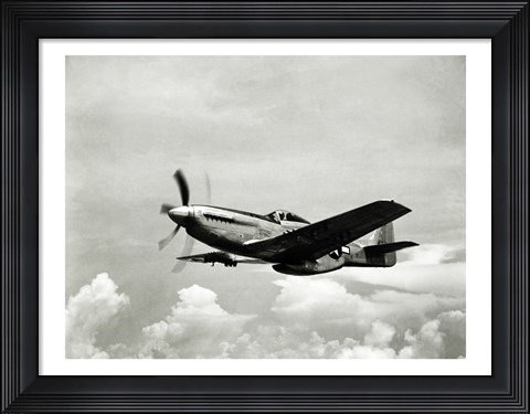 Framed Low angle view of a military airplane in flight, F-51 Mustang Print