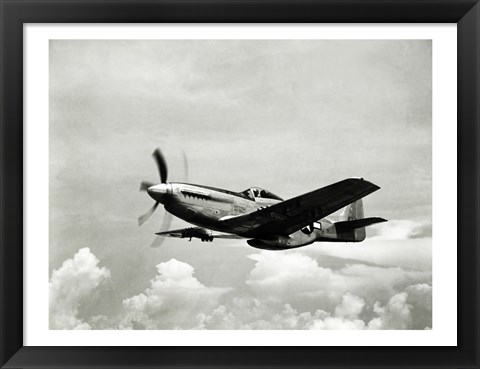 Framed Low angle view of a military airplane in flight, F-51 Mustang Print