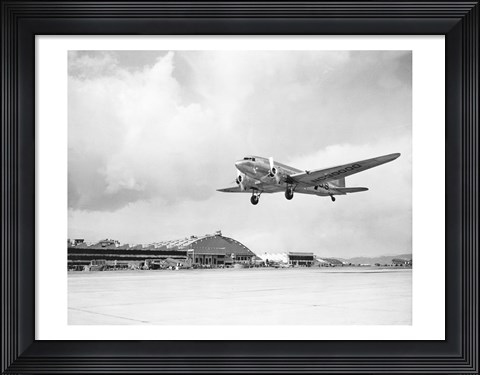Framed Low angle view of a military airplane landing, Douglas DC-3 Print
