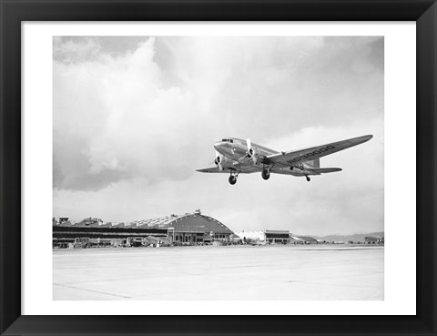 Framed Low angle view of a military airplane landing, Douglas DC-3 Print