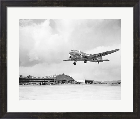Framed Low angle view of a military airplane landing, Douglas DC-3 Print