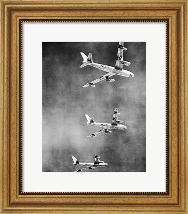 Framed Low angle view of three fighter planes in flight, B-47 Stratojet Print