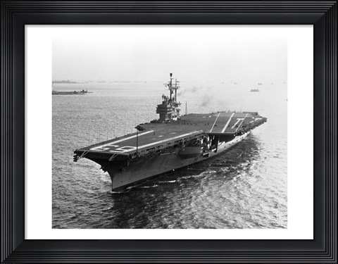 Framed High angle view of an aircraft carrier in the sea, USS Forrestal (CVA-59) Print