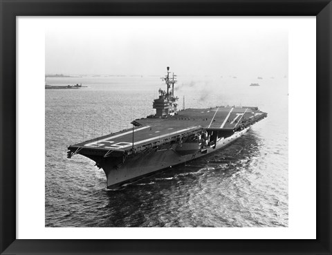 Framed High angle view of an aircraft carrier in the sea, USS Forrestal (CVA-59) Print