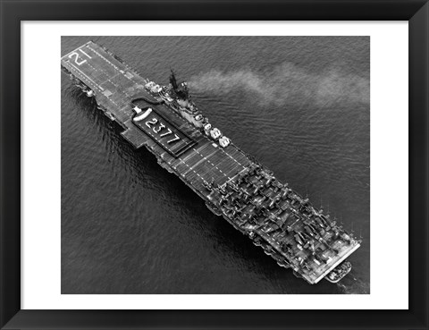 Framed High angle view of an aircraft carrier in the sea, USS Boxer (CV-21), 1951 Print