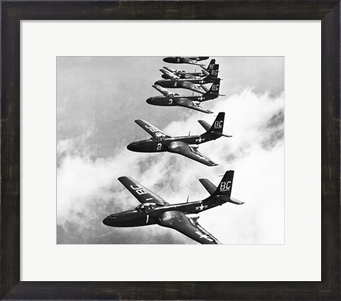 Framed High angle view of fighter planes in flight, Mcdonnell FH-1 Phantom Print