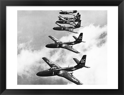 Framed High angle view of fighter planes in flight, Mcdonnell FH-1 Phantom Print