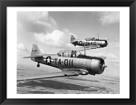 Framed Side profile of two fighter planes in flight, AT-6 Texan Print