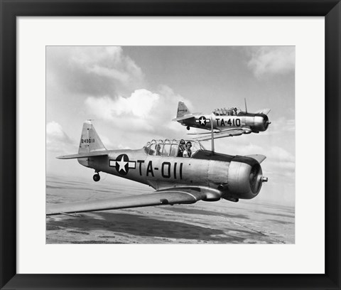 Framed Side profile of two fighter planes in flight, AT-6 Texan Print