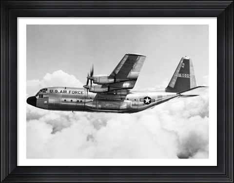 Framed Military airplane in flight Print
