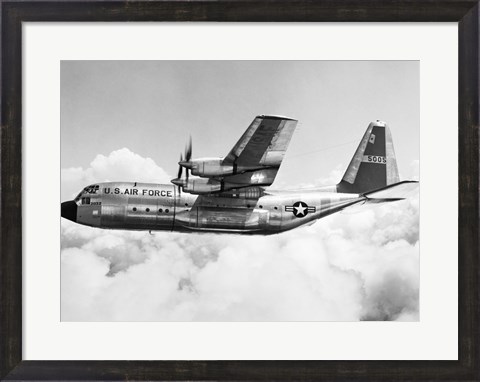 Framed Military airplane in flight Print
