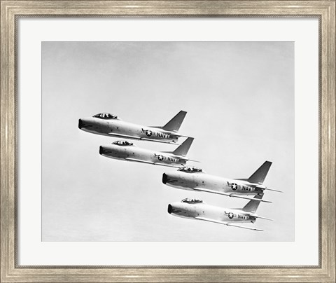 Framed Four military planes flying in a formation Print