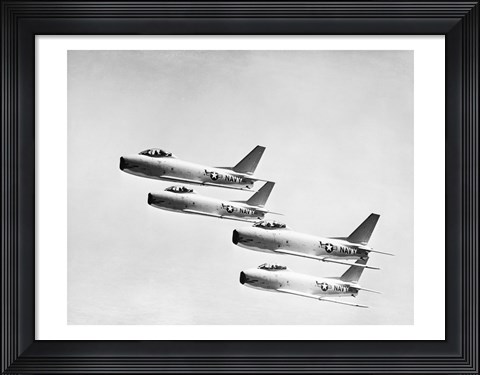 Framed Four military planes flying in a formation Print
