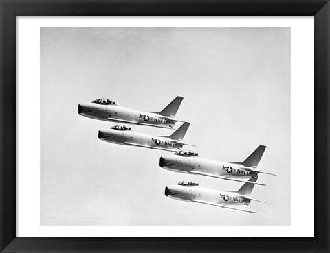 Framed Four military planes flying in a formation Print