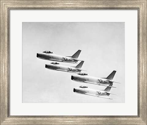 Framed Four military planes flying in a formation Print