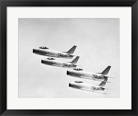 Framed Four military planes flying in a formation Print