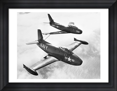 Framed High angle view of two fighter planes in flight Print