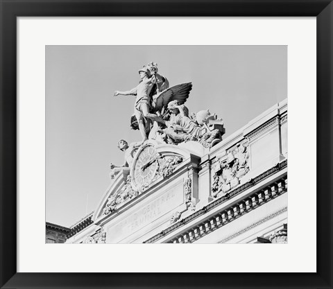 Framed USA, New York State, New York City, Grand Central Clock, low angle view Print