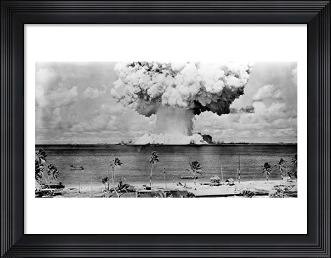 Framed Atomic bomb explosion, Bikini Atoll, Marshall Islands Print