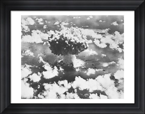 Framed High angle view of an atomic bomb explosion, Bikini Atoll, Marshall Islands, July 25, 1946 Print