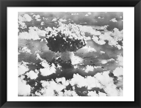 Framed High angle view of an atomic bomb explosion, Bikini Atoll, Marshall Islands, July 25, 1946 Print