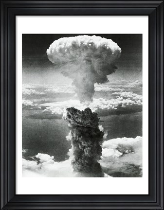 Framed Mushroom cloud formed by atomic bomb explosion, Nagasaki, Japan, August 9, 1945 Print