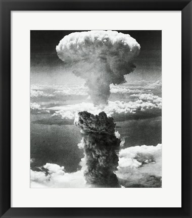 Framed Mushroom cloud formed by atomic bomb explosion, Nagasaki, Japan, August 9, 1945 Print