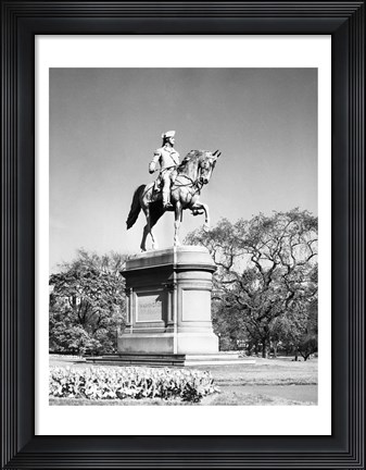 Framed Low angle view of a statue of George Washington, Boston Public Garden, Boston, Massachusetts, USA Print