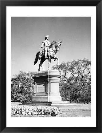 Framed Low angle view of a statue of George Washington, Boston Public Garden, Boston, Massachusetts, USA Print