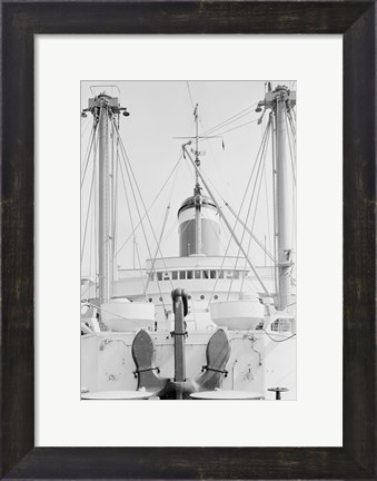 Framed Anchor on deck, passenger ship in the background Print