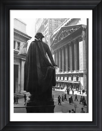Framed George Washington Statue, New York Stock Exchange, Wall Street, Manhattan, New York City, USA Print