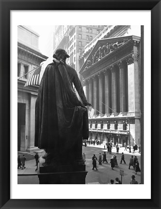 Framed George Washington Statue, New York Stock Exchange, Wall Street, Manhattan, New York City, USA Print