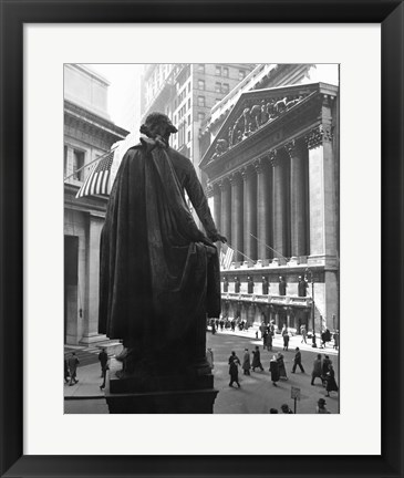 Framed George Washington Statue, New York Stock Exchange, Wall Street, Manhattan, New York City, USA Print