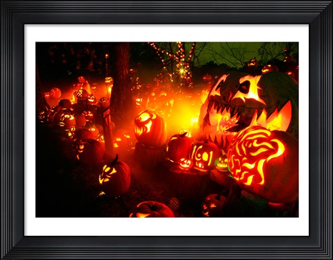 Framed Jack o&#39; lanterns lit up Roger Williams Park Zoo, RI Print